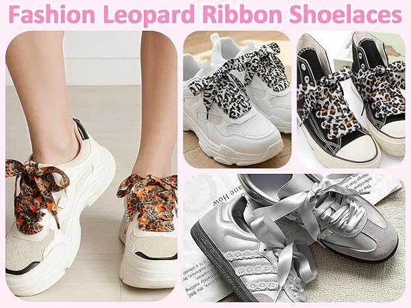 leopard ribbon shoelaces