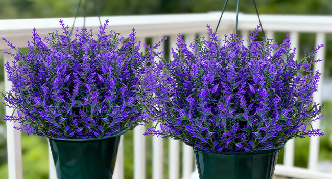 Artificial Plants Outdoor Lavender Artificial Flowers for Outside Indoor Porch Patio Window Box