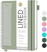 Lined Spiral Notebook Journal for Women Men, 160 Numbered Pages, A5 College Ruled Notebook for Sc...