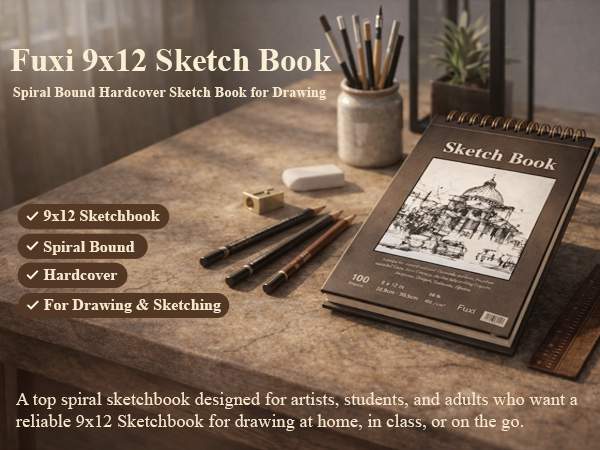 9x12 spiral sketchbook with hardcover ideal for drawing sketching and art practice