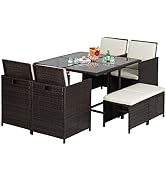 Outdoor Patio Furniture Set 9 Pieces Patio Dining Sets Space Saving Wicker Furniture with 4 Ratta...