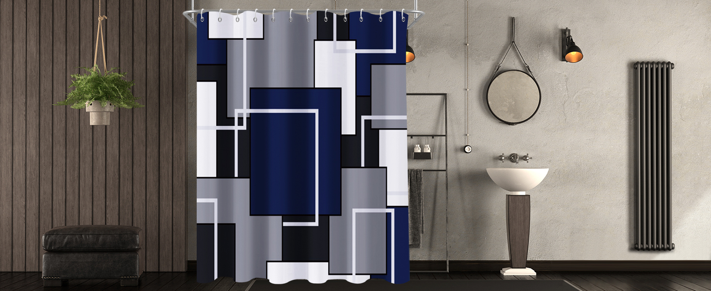 blue shower curtain