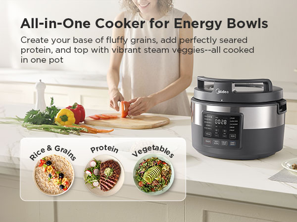 All in one cooker for energy bowls