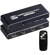 HDMI Switch 3 in 1 Out 4K 120Hz, HDMI Switcher 3x1 with IR Remote Control Support 4K@120Hz, 1080P...