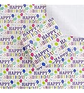 BULKYTREE Birthday Wrapping Paper with Cut Lines for Boys Girls Kids Men Women Holiday Birthday T...