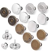 12 Sets Button Pins for Jeans, Jean Buttons Pins for Loose Jeans, No Sew and No Tools Instant Rep...