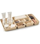 ISSEVE 8Pcs Nesting Silicone Drawer Organizer Set, 4 Size Versatile Vanity Bathroom Drawer Organi...