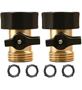 LIULO TOOL 2 Pack Brass Garden Hose Shut-Off Valve, 3/4 Inch Heavy Duty Solid Brass Garden Hose S...