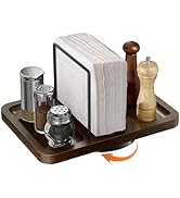 Gomyrod Napkin Holder for Table, Rotating Metal Standing Napkin Dispenser with Salt and Pepper Sh...