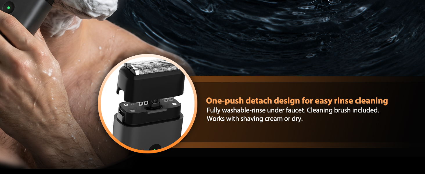 Men's foil electric shaver-Fully washable-rinse under faucet.