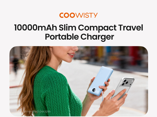 2026 Upgraded 10000mah Slim Travel Portable Charger-Blue
