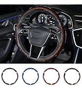 Hiseanllo Carbon Fiber Steering Wheel Cover 3PCS Set – Anti-Slip, Scratch-Resistant, Universal Fi...