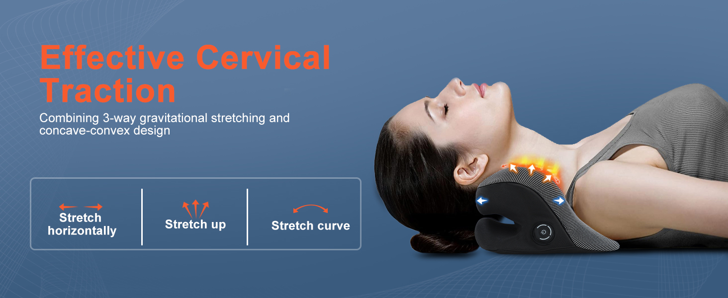 Heated Neck Stretcher for Neck Pain Relief,2000mAh Rechargeable Cervical Traction Device