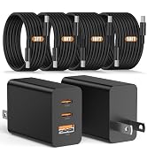 Susnwere 3port 100W C Wall Charger, 65W USB C Fast Charger and 4Pack 3/6/10/10FT Long USBC Quick ...