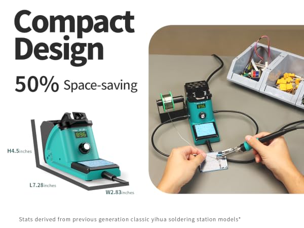 The 926-III 60W soldering station has a compact size and saves space