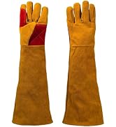 BLIRITEL 24" Long Sleeve Welding Gloves for Men, Heat/Fire Resistant Leather Welders Gloves for M...