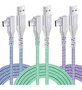 USB C Cable Fast Charging, Pofesun 3-Pack 10ft Nylon Braided Right Angle USB A to USB C Charger C...