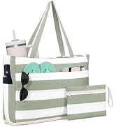 WANDF Beach Bags for Women, Large Waterproof Sandproof Beach Tote Bag with Zipper Family Pool Bag...