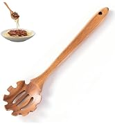Pasta Spoon with Teeth Wooden Spoons for Cooking Acacia Wood Spaghetti Spoon Pasta Fork Noodle Sc...