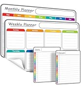 4-Pack Non-Magnetic Dry Erase Calendar Board Set – Monthly, Weekly, Daily, to-Do List Planner – W...