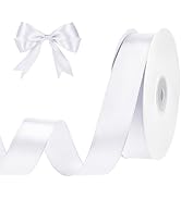 woric White Ribbon 1 Inch 50 Yards Satin Ribbon for Gift Wrapping Wedding Invitation Mothers Day ...