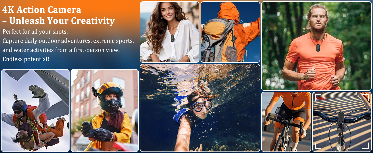 Mini Body Camera for Vlogging Pet Walking Surfing Skiing,Mini Action Camera 4K,Chest Camera
