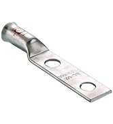Morris 94703 Long Barrel Flex Cable Compression Lug, Copper, 2 Holes, 6 Wire Range, 1/4 Stud, 5/8...