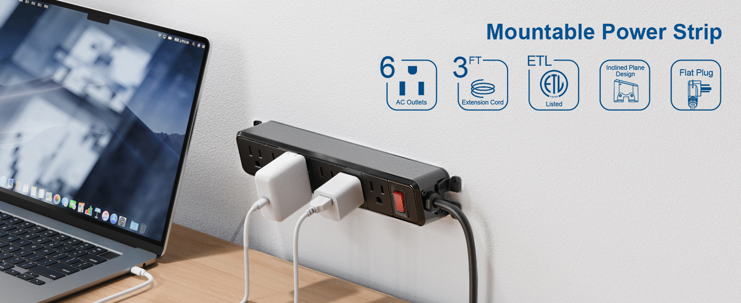 power strip flat plug