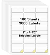 3000 Labels 30-up 1" x2-5/8 Shipping Address Barcode Labels for Laser & Inkjet Printers, Risepekt...