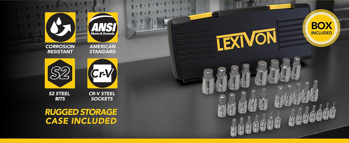 Master HEX Bit Socket Set, Premium S2 Alloy Steel