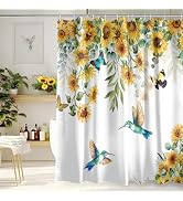 Kuyuayee Spring Summer Sunflower Shower Curtain 72x72 Inch Spring Hummingbird Shower Curtains for...