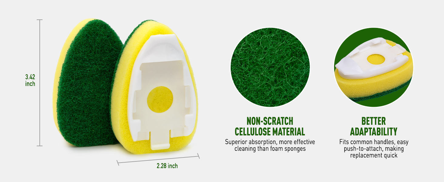 Dish Sponge Replacement Heads,Dish Wand Sponge Refill for Kitchen Cleaning