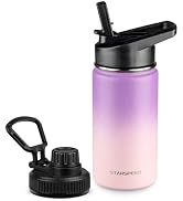 StarSpeed Kids Water Bottle with Straw Lid 14oz Stainless Steel Insulated Water Bottles Double Wa...