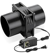 AmRunJe 120mm x 38mm 12v Exhaust Fan with Speed Control Dual Ball Bearing AC Plug 4 Inches Small ...