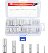 Nilight 100PCS Non Insulated Butt Connectors Kit AWG 24-8 Uninsulated Crimp Butt Connectors Pure ...