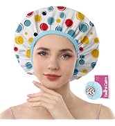 Years Calm Reversible Shower Cap for Women, Reusable Waterproof Design | 12.6-inch reversible dou...