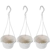 DOITOOL Plastic Hanging Planter Pot with Hooks 3Pcs Indoor Outdoor Hanging Flower Pots for Chloro...