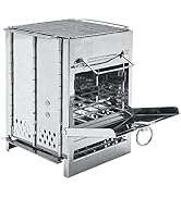 DZRZVD Camping Wood Stove with Grill,Collapsible Backpacking Burner,Small Stainless Steel Firebox...