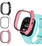 3 Pack Protective Case for Verizon Gizmo Watch 3 Screen Protector, Hard PC Bumper Cover Built-in ...