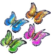 Daogtc Metal Butterfly Wall Art Decor - 6.5" Outdoor Fence Decoration, Hanging for Garden Yard Li...