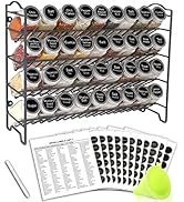 SWOMMOLY Spice Rack Organizer with 36 Empty Square Spice Jars, 396 Spice Labels with Chalk Marker...