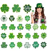 MXCOIRTP 25Pcs St. Patrick's Day Shamrock Iron on Patches, Three Leaf Clover Sew on Patches Appli...