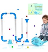 Heapsion Air-Powered STEM Building Toys, Creative Track Set with 30 Foam Balls, Rechargeable & Pl...