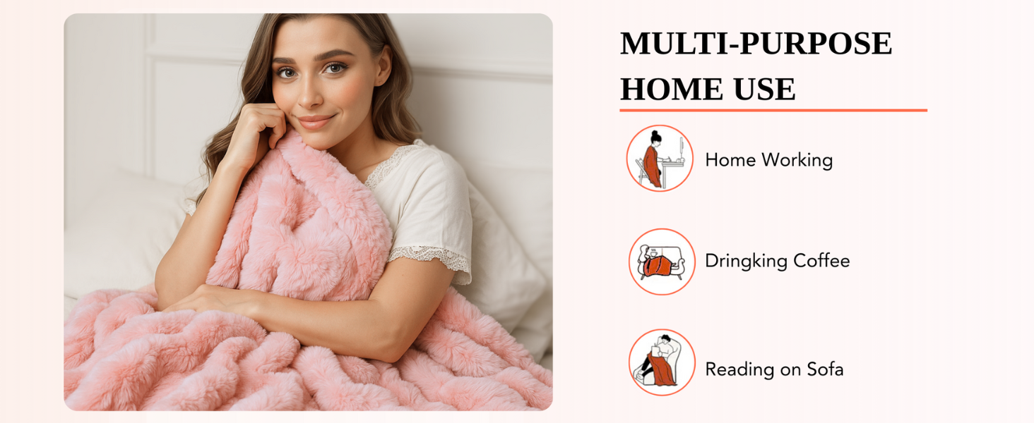 heated throw blanket faux rabbit fur