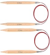 Yarniss Circular Knitting Needles 12.0mm 15.0mm, Beech Wood Blanket Knitting Needle with Cable 29...