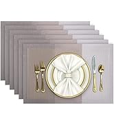Aofmee Placemats, Placemats Set of 6, Heat Resistant Place Mats, Washable PVC Table Mats, Woven V...