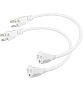 SPARKING 1 Foot Short Extension Cord - 12in White AC Mini Indoor 3 Prong Extension Cord,Single Ou...