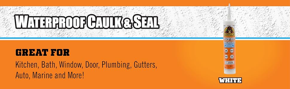 Gorilla Caulk and Seal White Silicone Sealnt cartridge kitchen bath tub tile