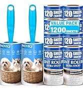 RINOVIQ Lint Roller for Pet Hair – 1200 Sheets Mega Value Set, 2 Upgraded Handles, 3.9-inch Rolls...