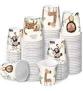 RUSPEPA 2 oz Bathroom Cups, Kids Disposable Paper Cups - 100 Pack Set Lovely Animals Design Print...